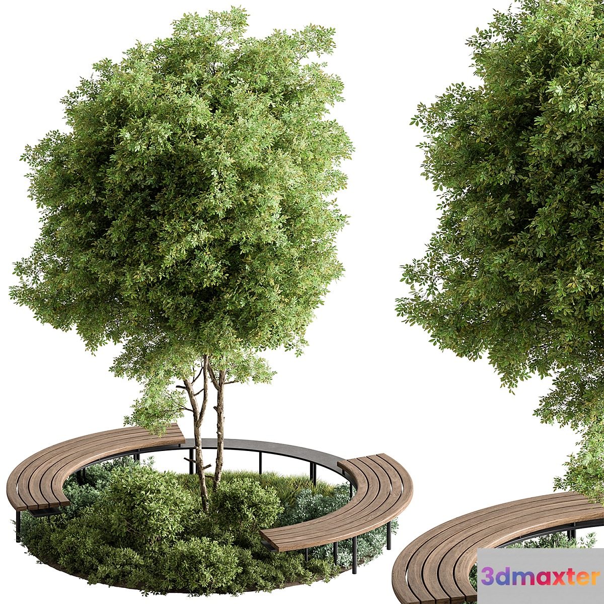 Urban Furniture Bench with Plants 66 3D Max