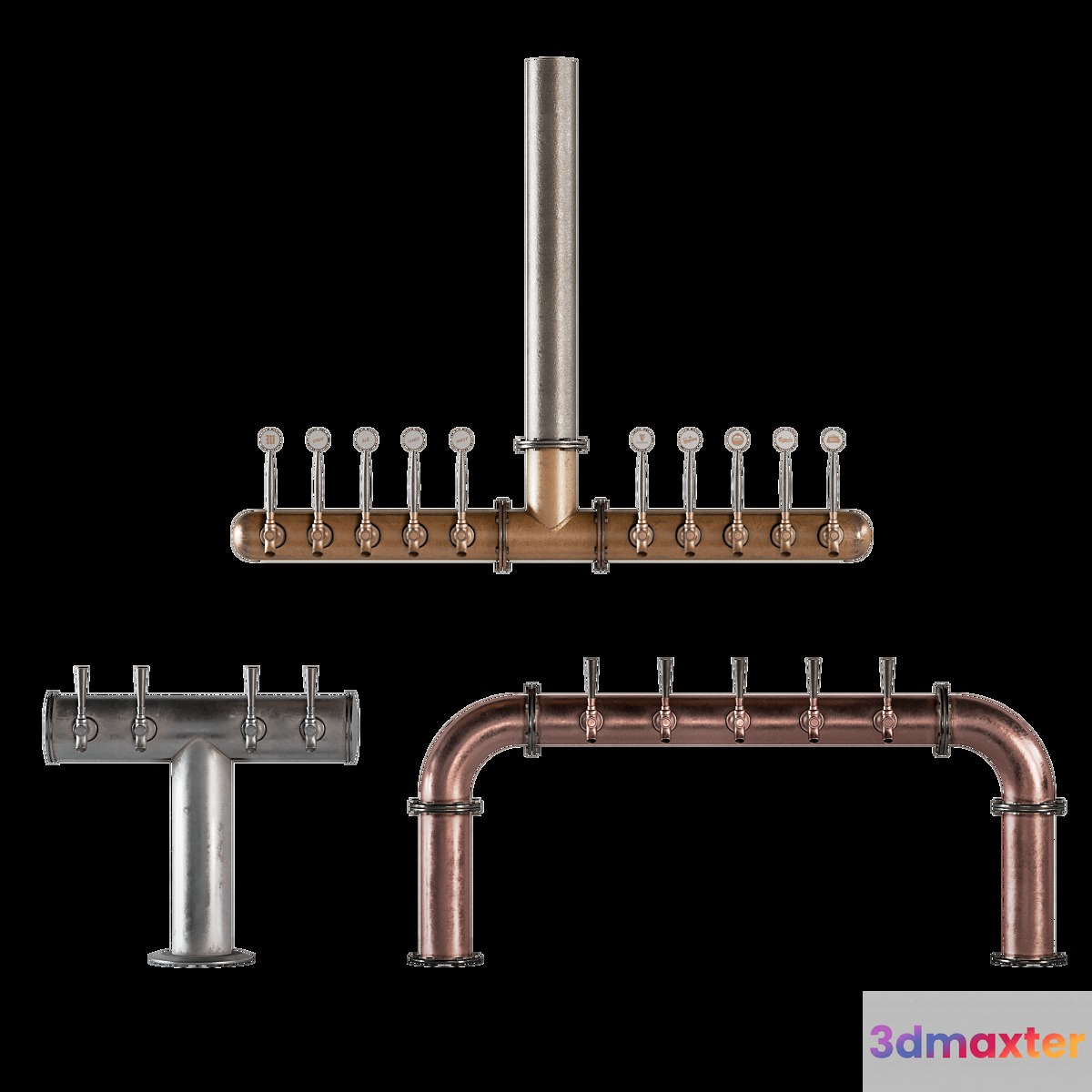 Beer towers in loft style 3D Max