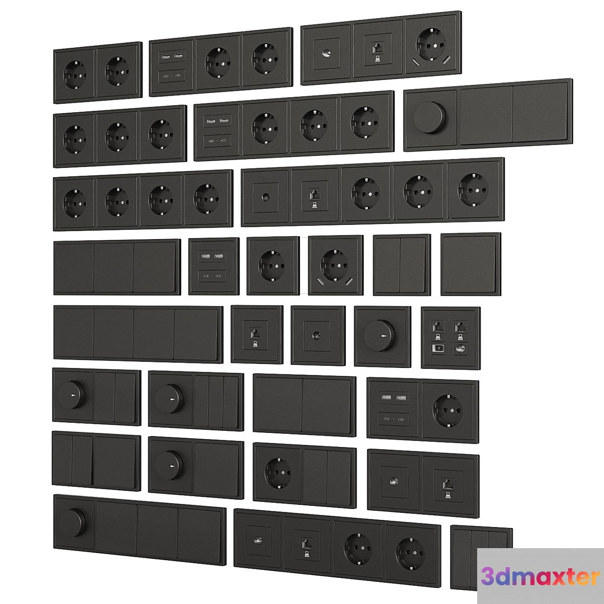 Sockets and switches _ Lezard Rain. 3D Max