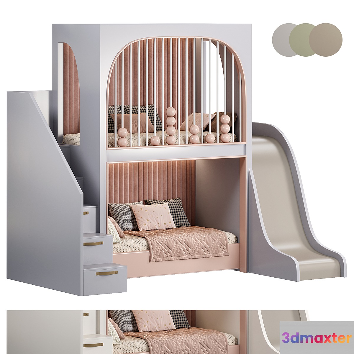 Designer two-level bed Kids room 07 3D Max