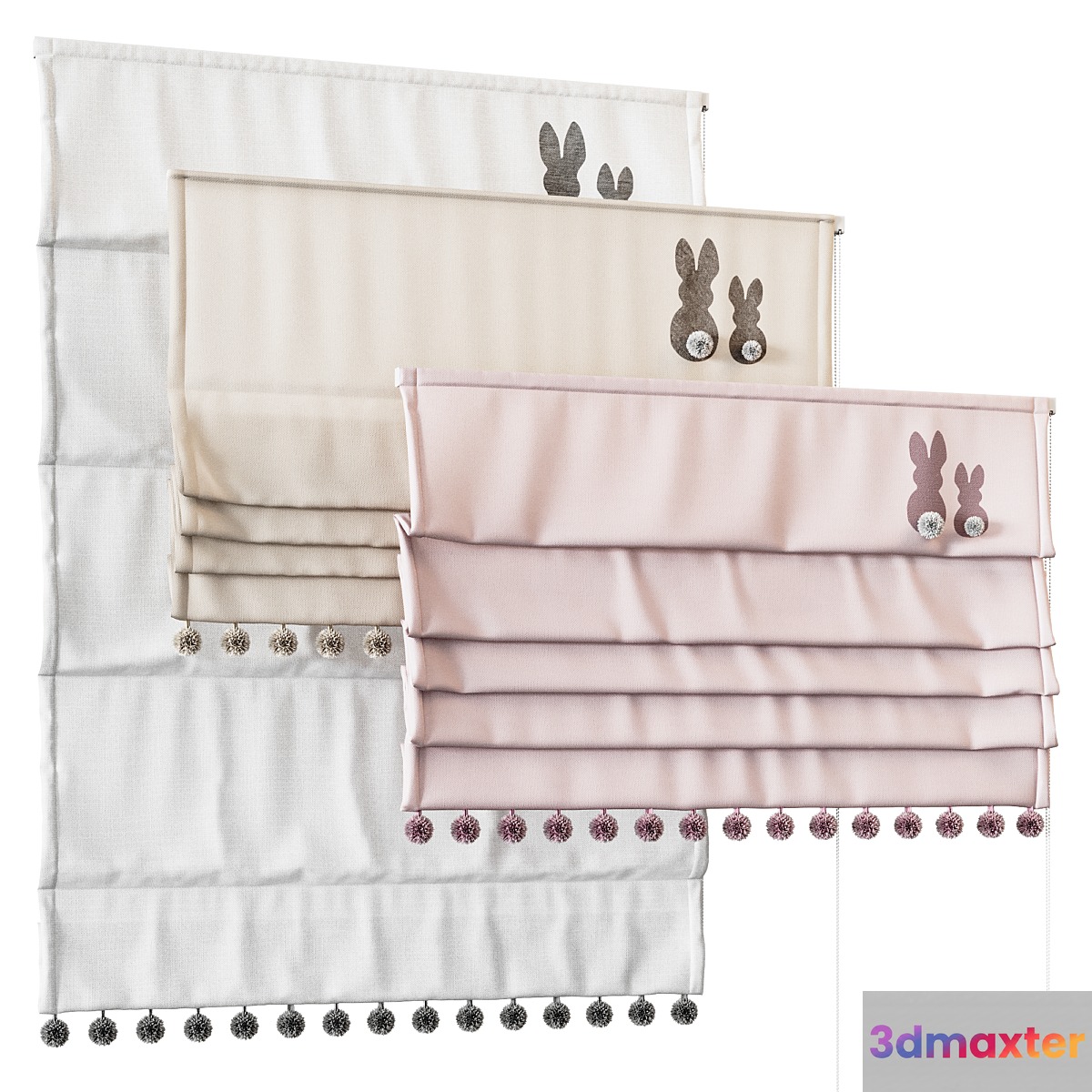 Roman blinds for children's rooms 3D Max
