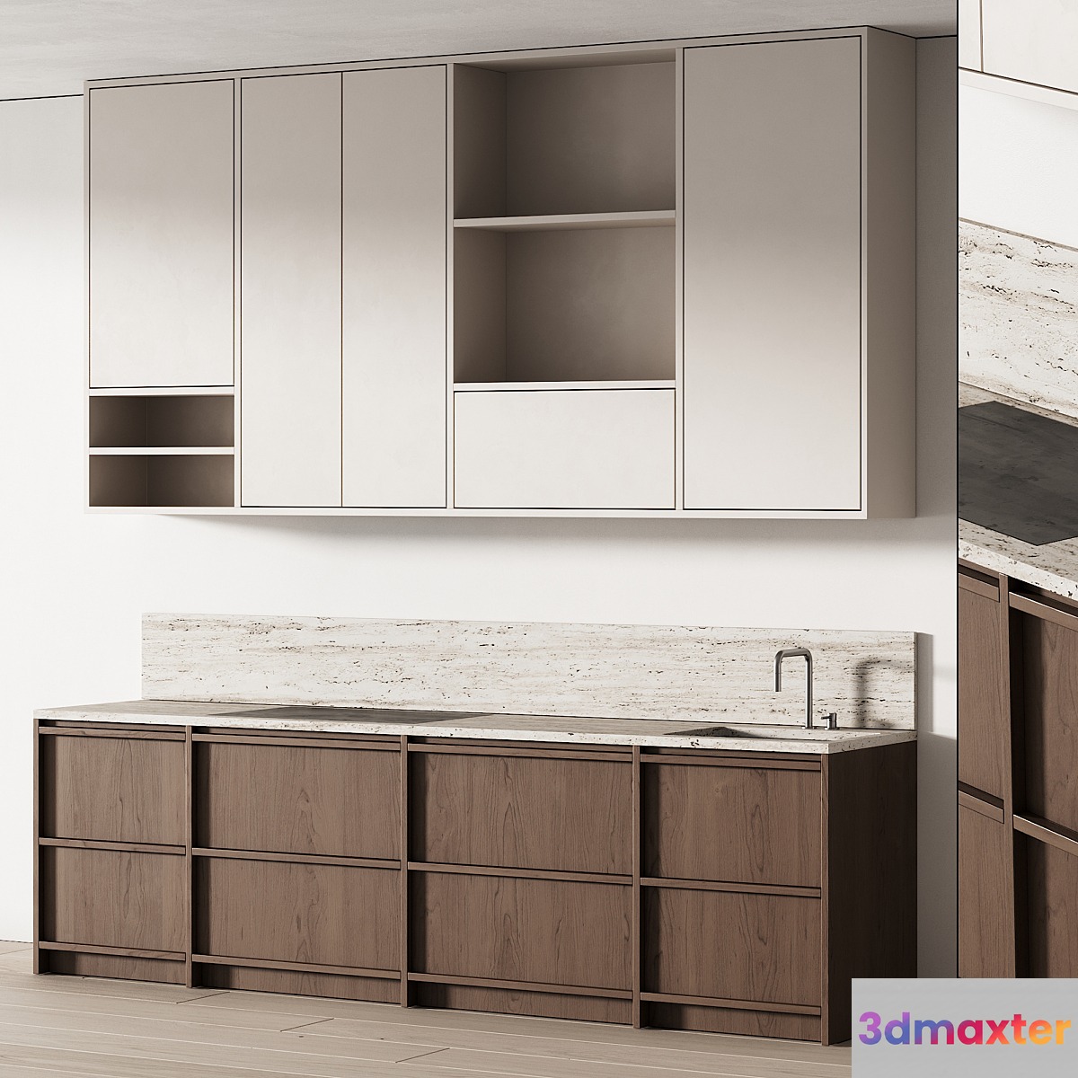 451 modern kitchen 16 mini kitchen 03 nordic japandi 3D Max