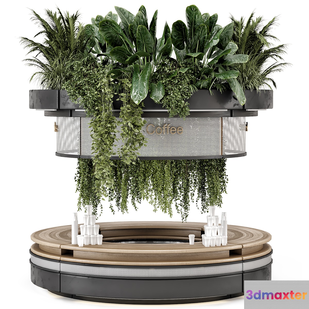 Coffee Reception Desk With Plants - Restaurant Set 1815 3D Max
