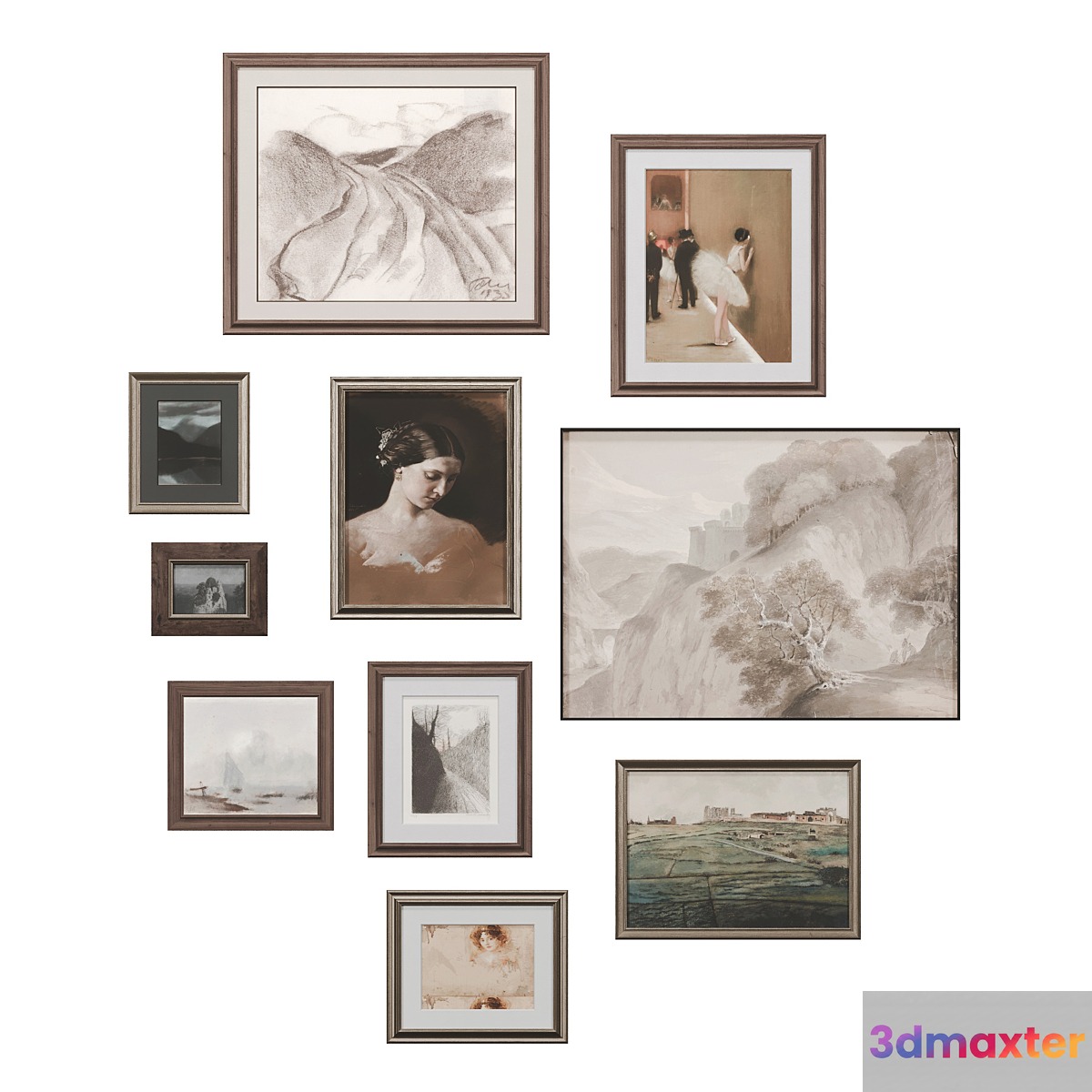 Set of classic paintings 32 3D Max