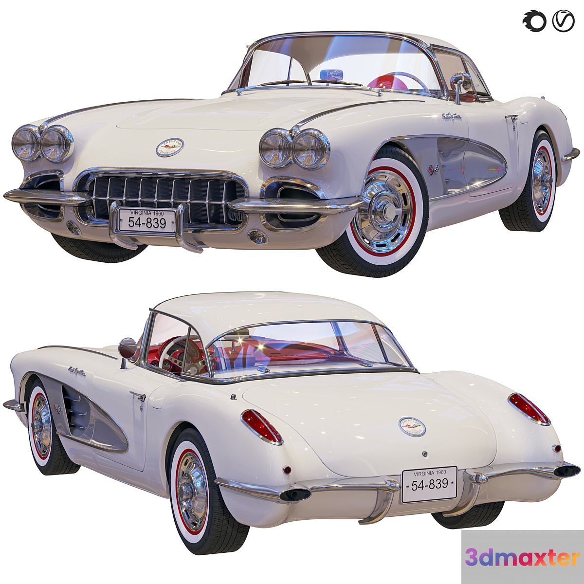 Chevrolet Corvette Coupe 1960 with a roof - No.2 3D Max