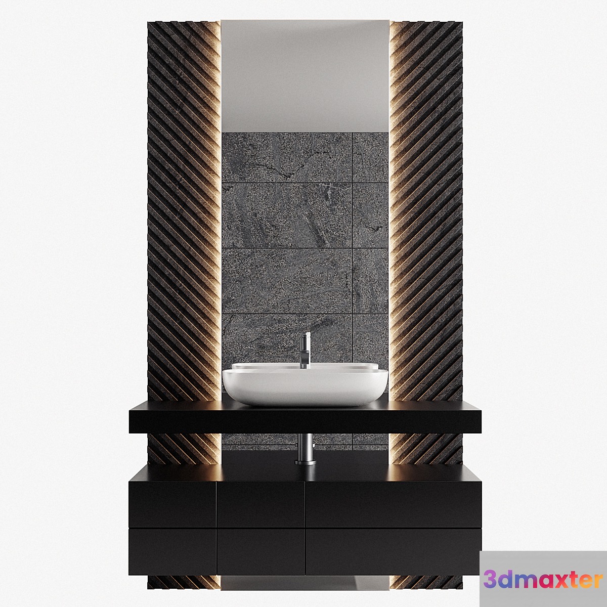 Bathroom Furniture 04 - Black Tiled Sets - No.2 3D Max