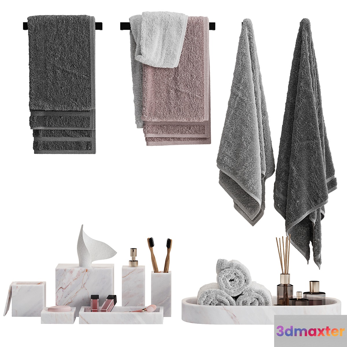 Bathroom decor towel set 19 3D Max