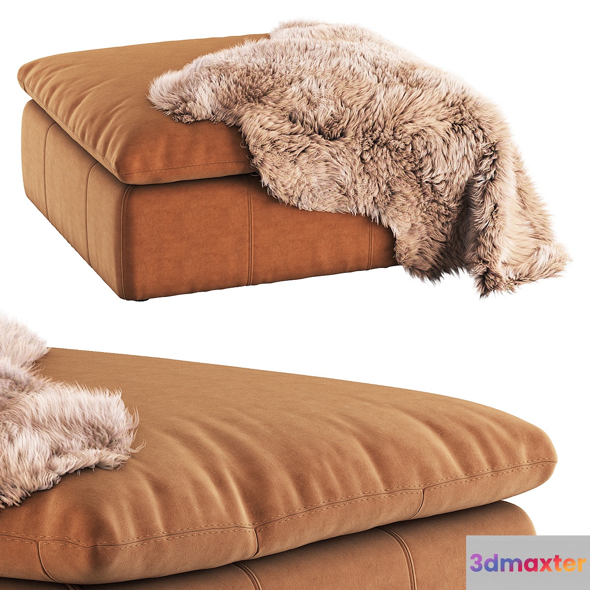 Aria Leather Ottoman by SIXPENNY 3D Max