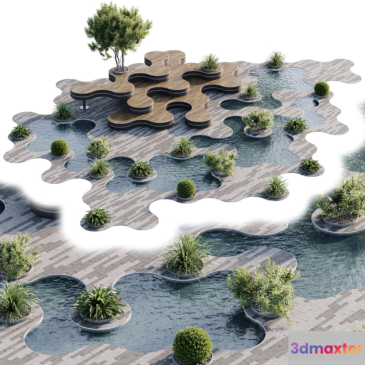 Town Square and Outdoor Plants 6 3D Max