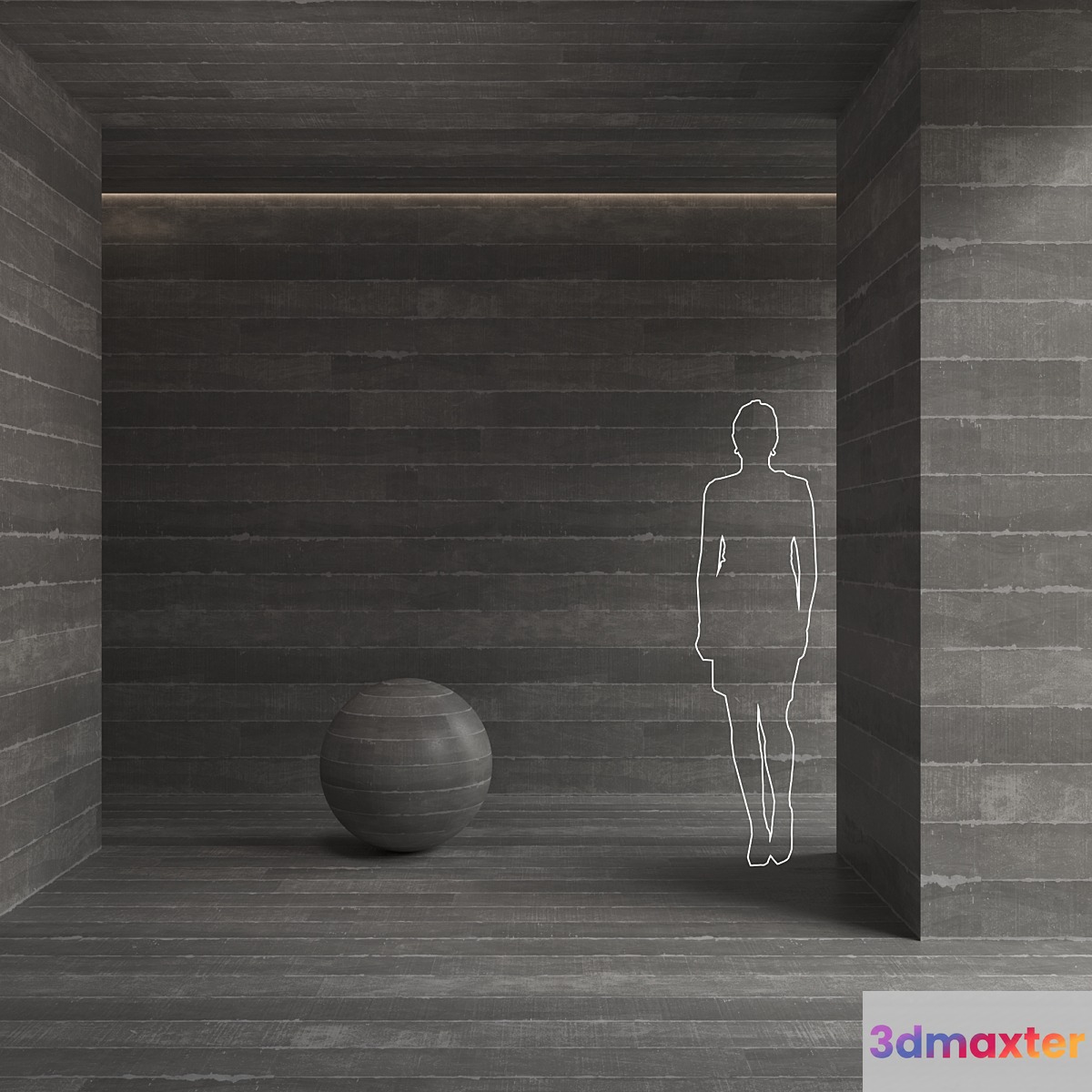 Concrete wall made from wood formwork 3D Max