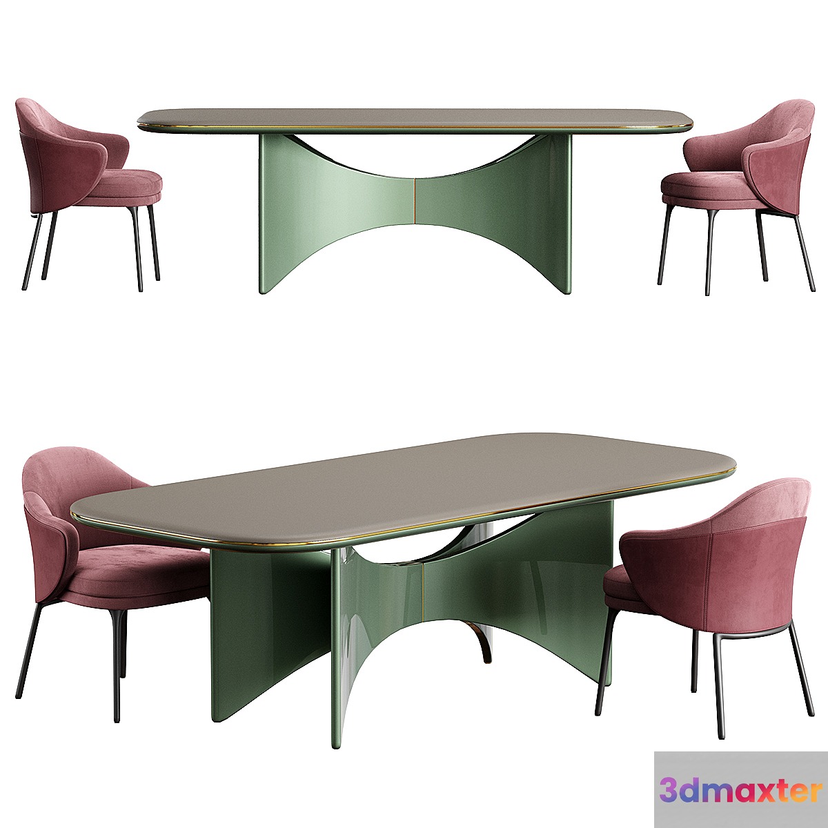 Minotti angie dining Chair Turri Blues Table - No.2 3D Max