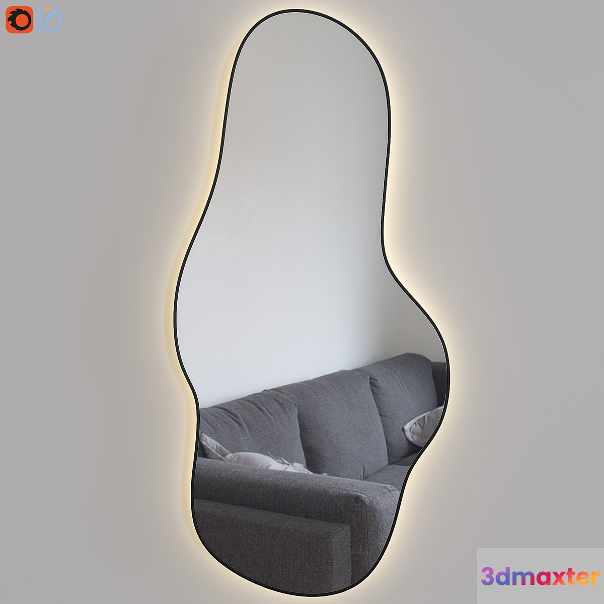 Figured mirror with lighting Atmosfera Extra 3D Max