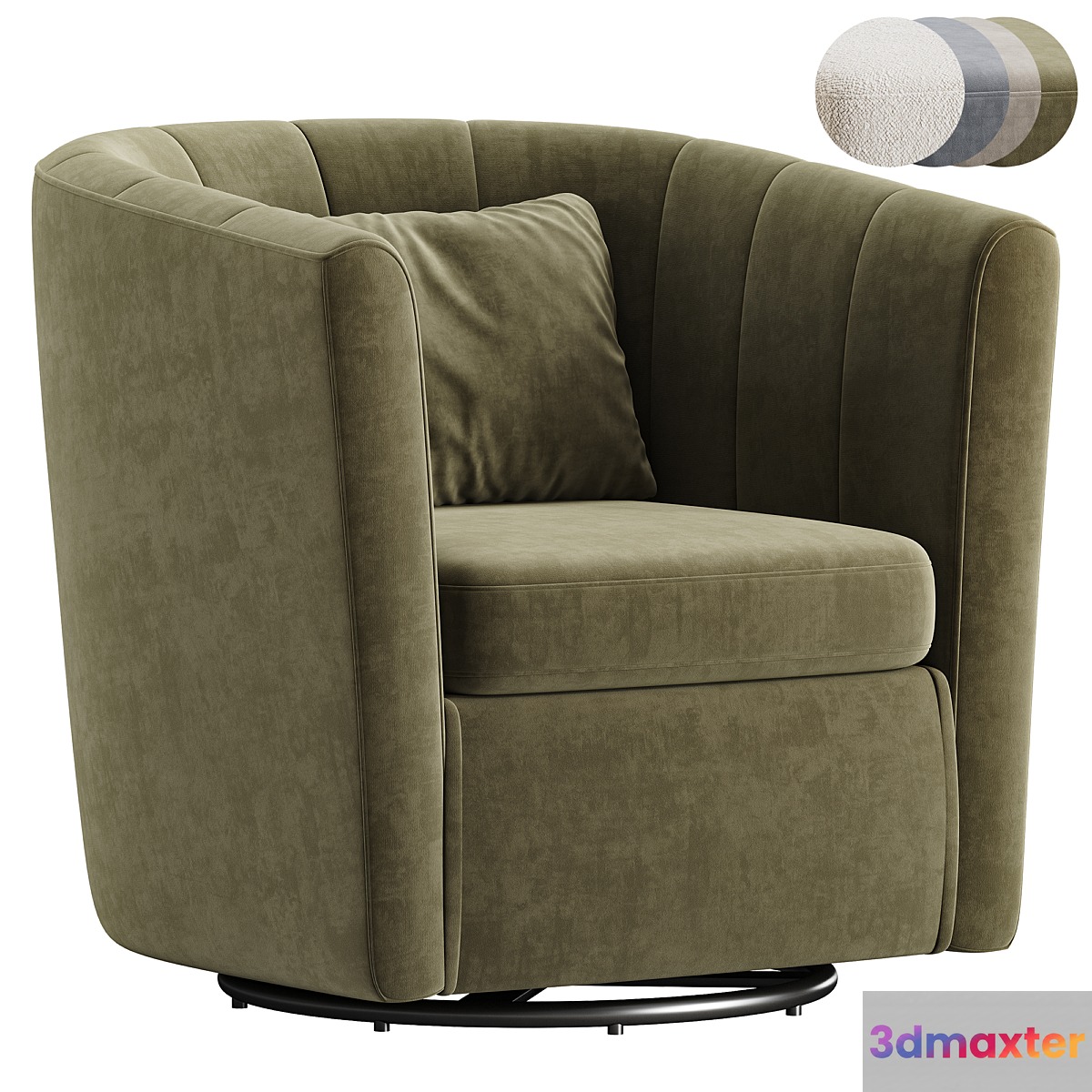 Ashworth Upholstered Swivel Barrel Chair 3D Max