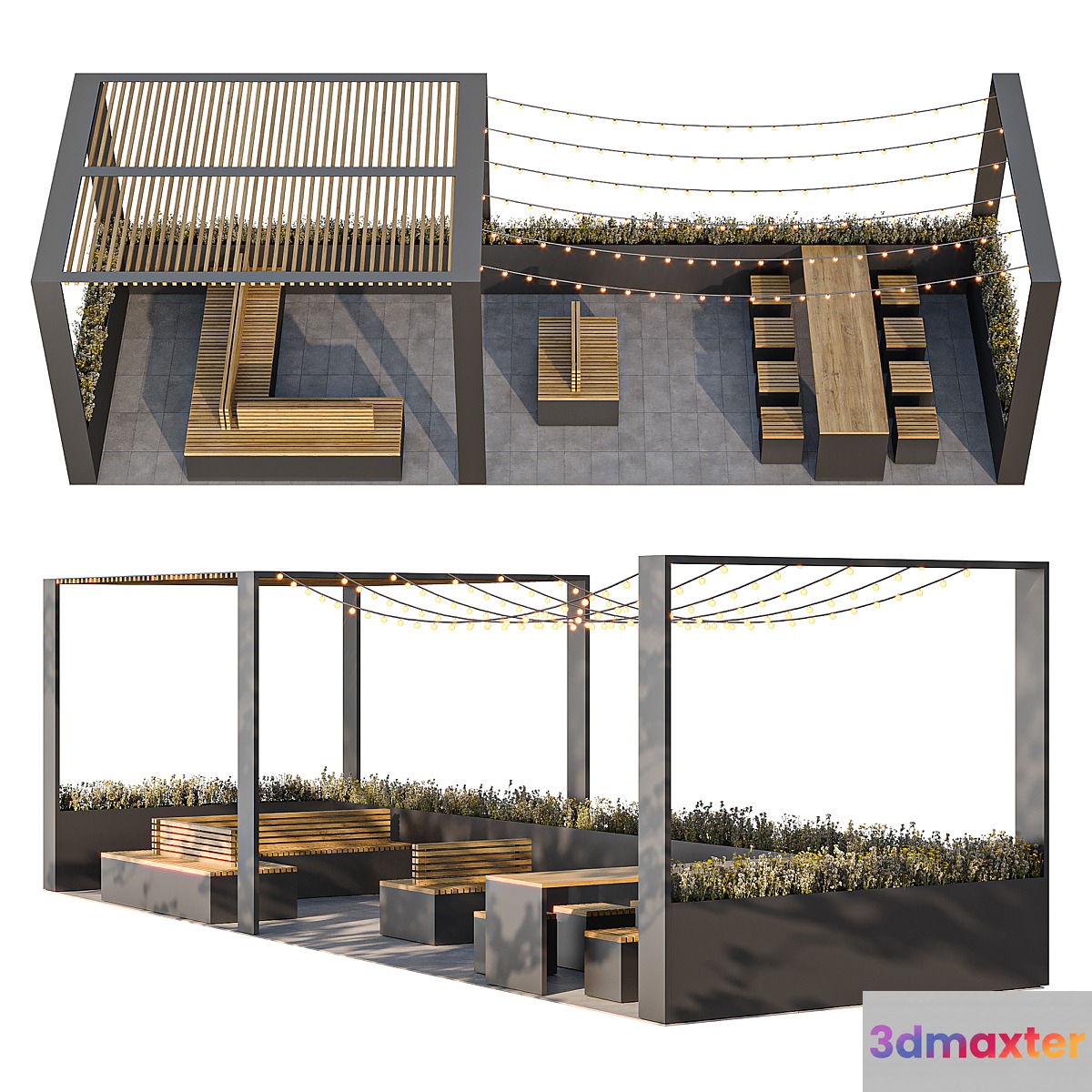 City parklet with garland - No.2 3D Max