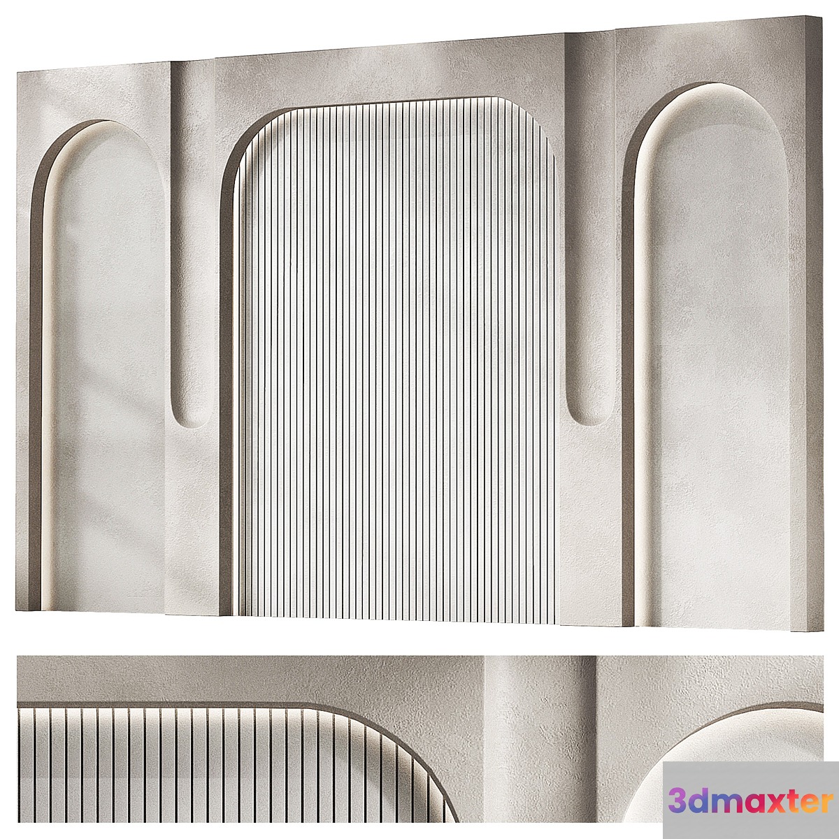 Wall arched decorative panels 3D Max