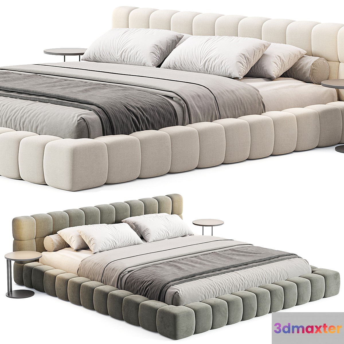 Aurora Technical Fabric Contemporary Bed Frame Queen Size 3D Max