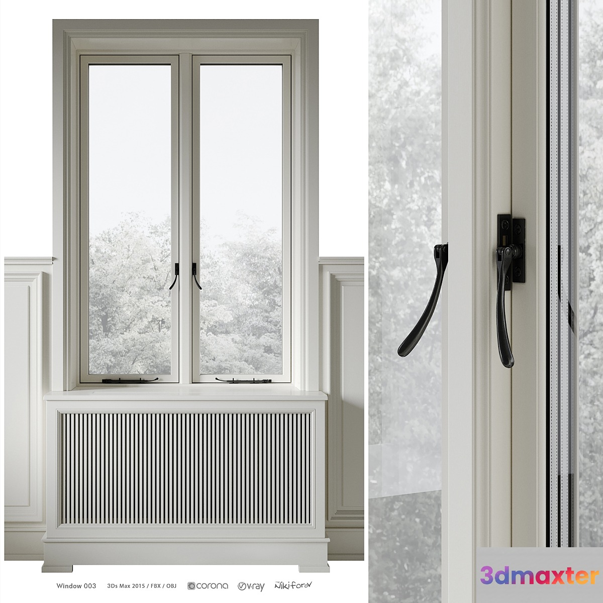 Classic window with radiator screen 003 3D Max