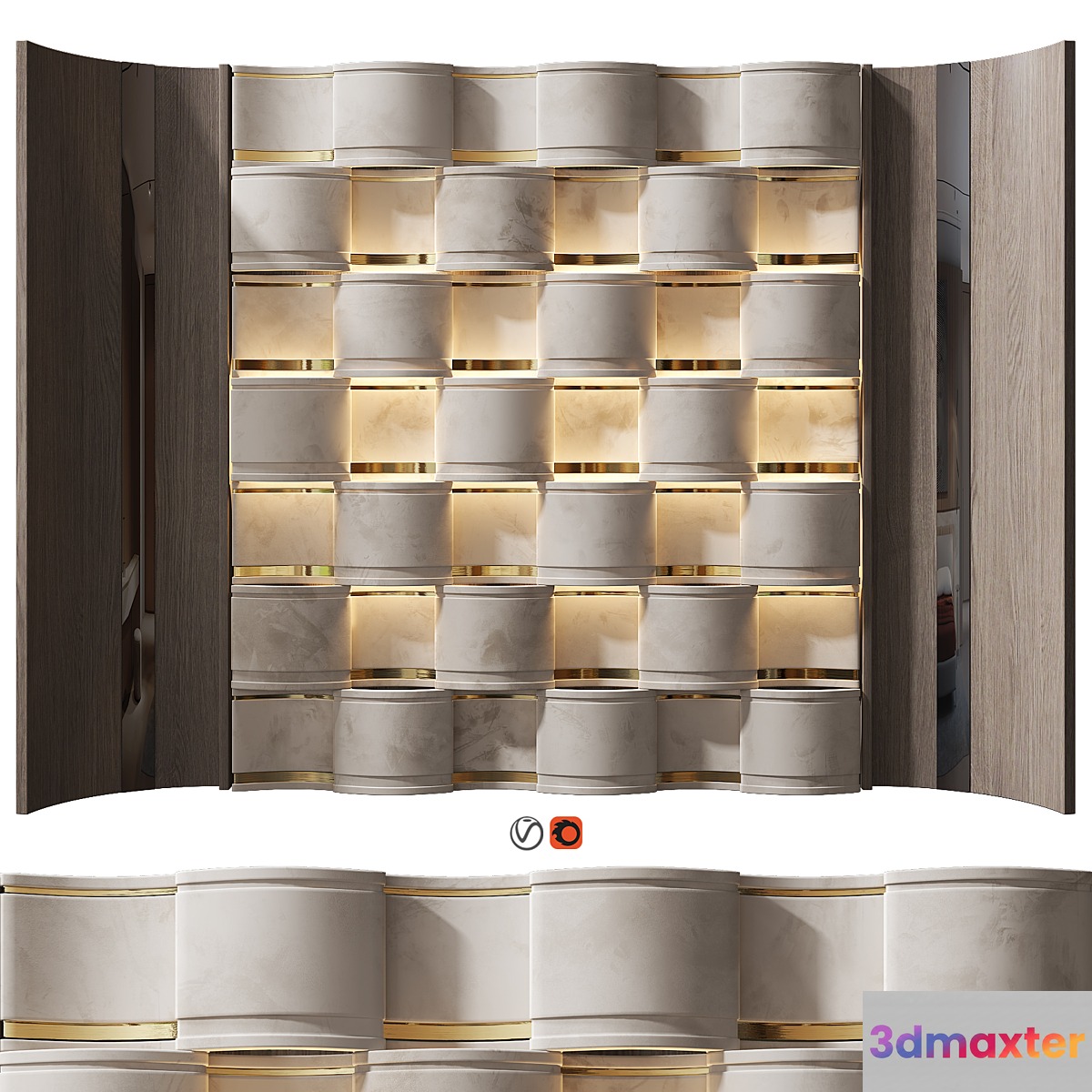 Headboard Wall Panel Decor 09 3D Max