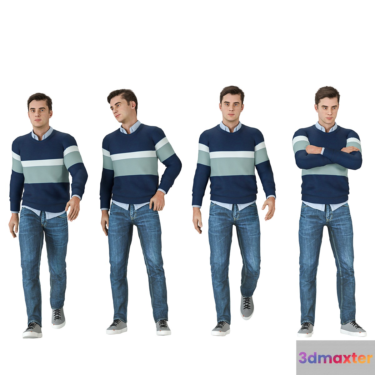 Casual Men 04 Poses 3D Max