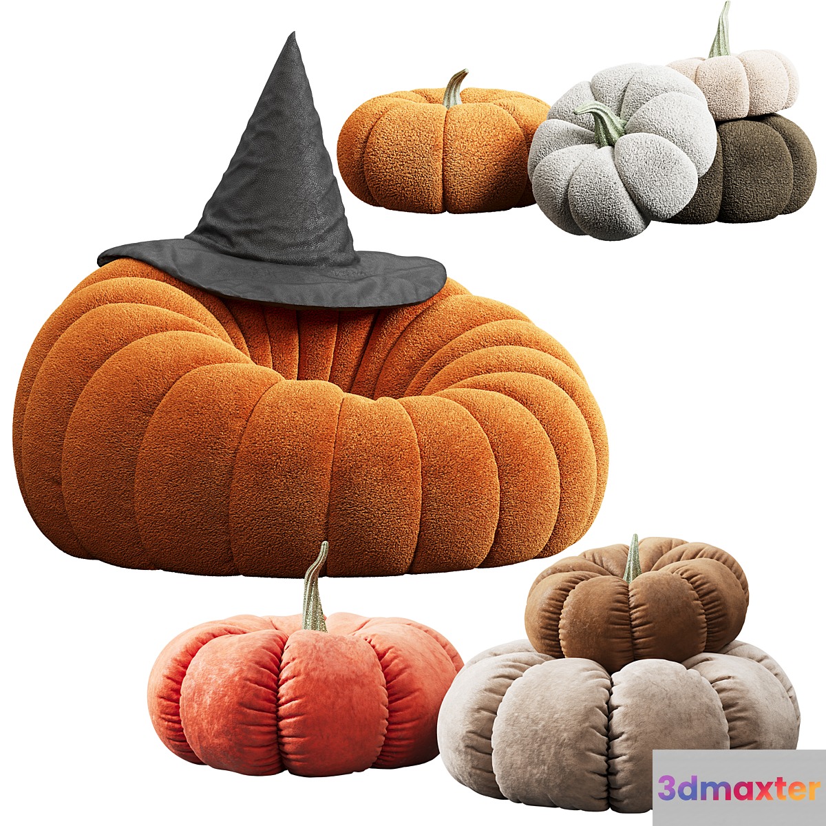 Pumpkin chair and decorative pillows 3D Max