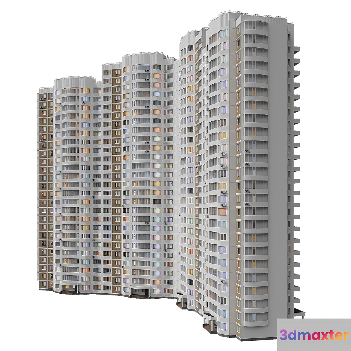 Kope M sail 23-25 floors 4 sections corner 3D Max