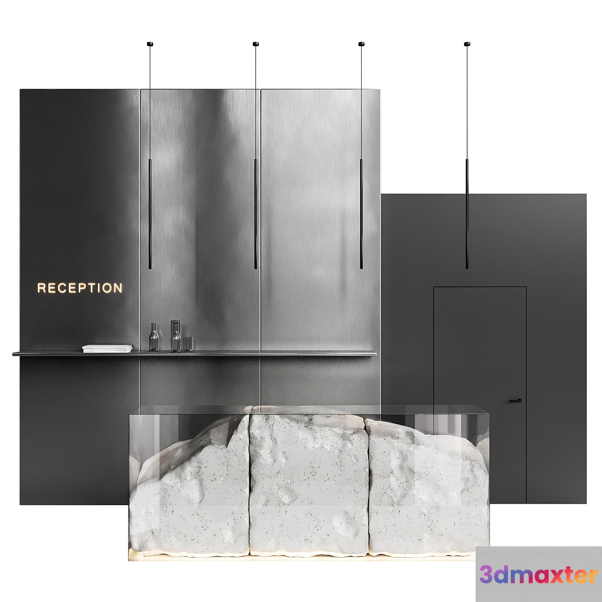 Reception desk natural rock 3 - No.2 3D Max