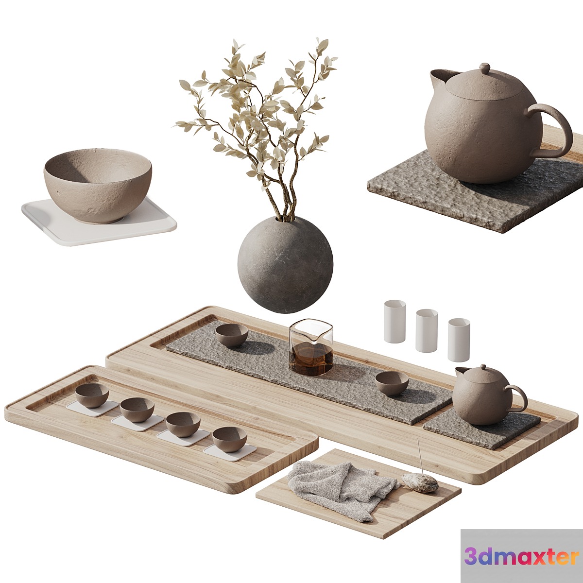 tea decorative set_001 3D Max