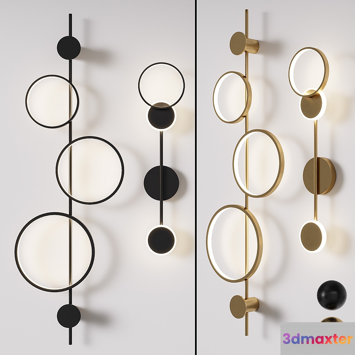 Set of LED wall sconces_1 3D Max
