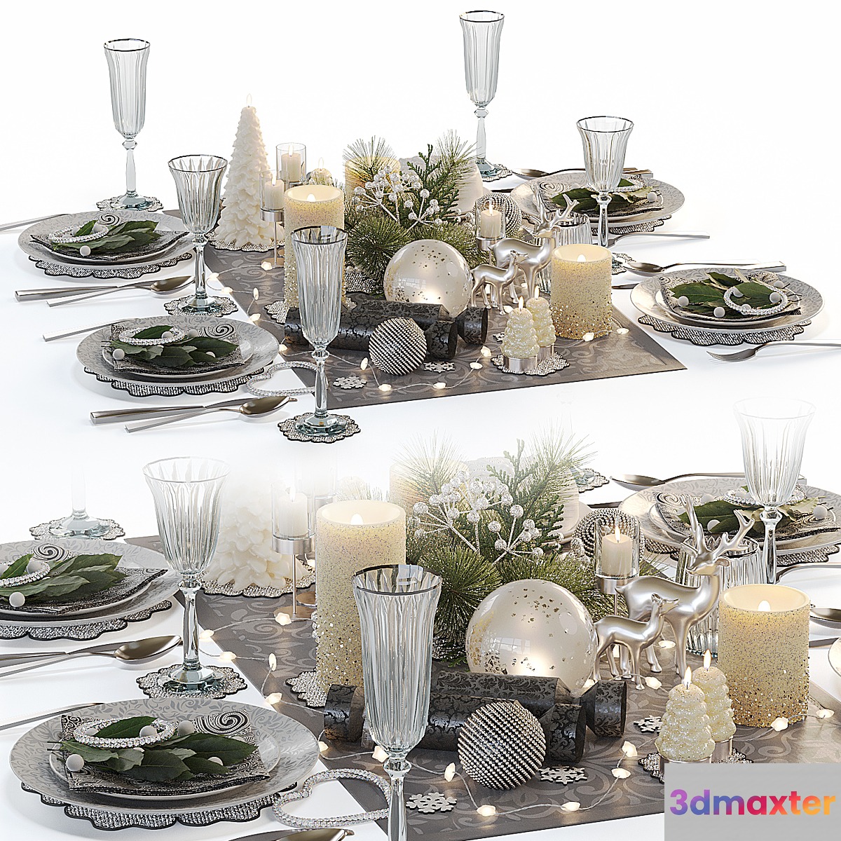 New Year's table setting 3D Max