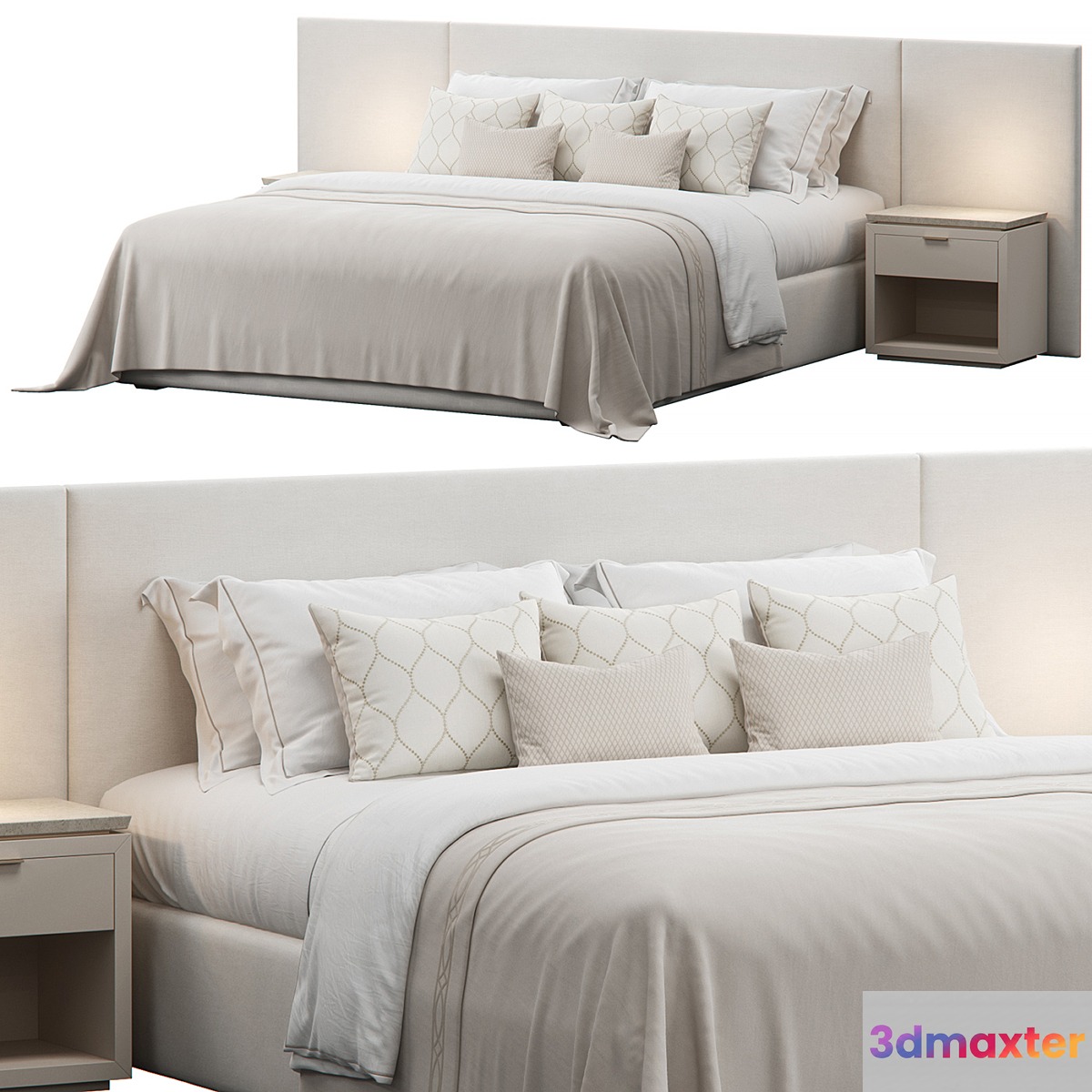 Wallpanels Headboard Bed 3D Max