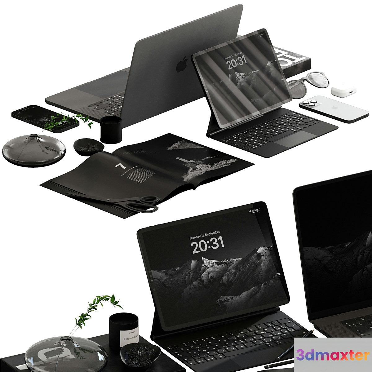 Decorative set for desktop 3D Max