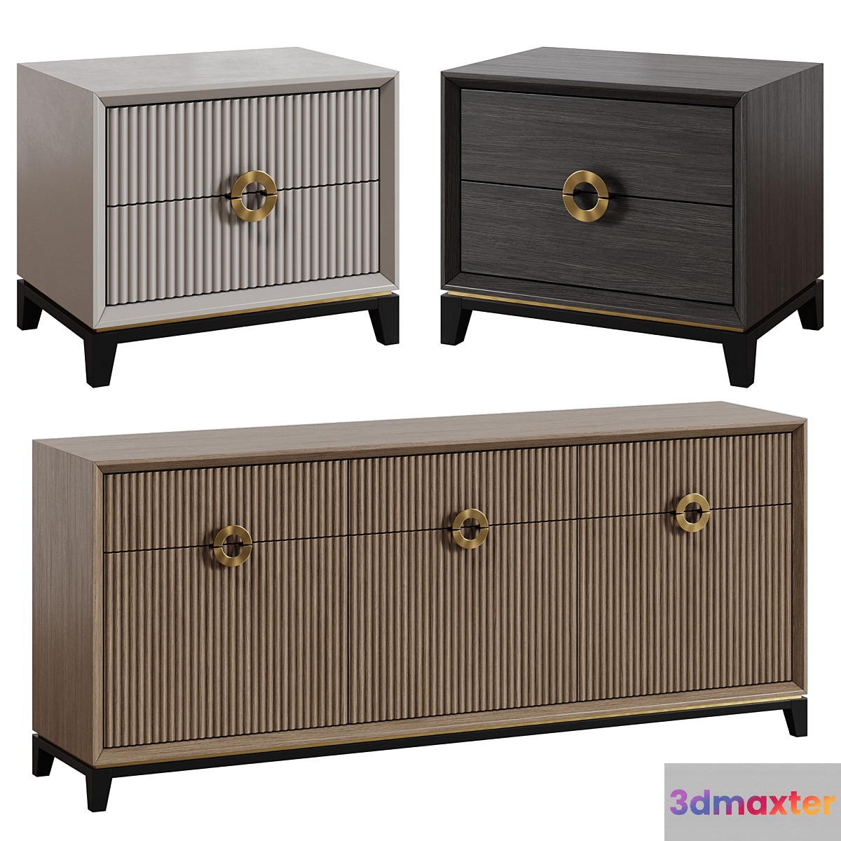 Chest of drawers and bedside table in Art Deco style 11 3D Max