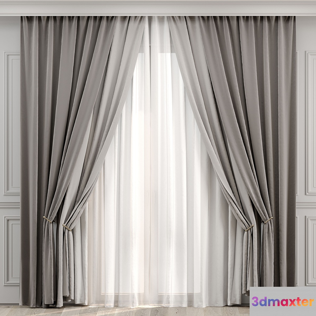 Curtains with moldings 527C 3D Max