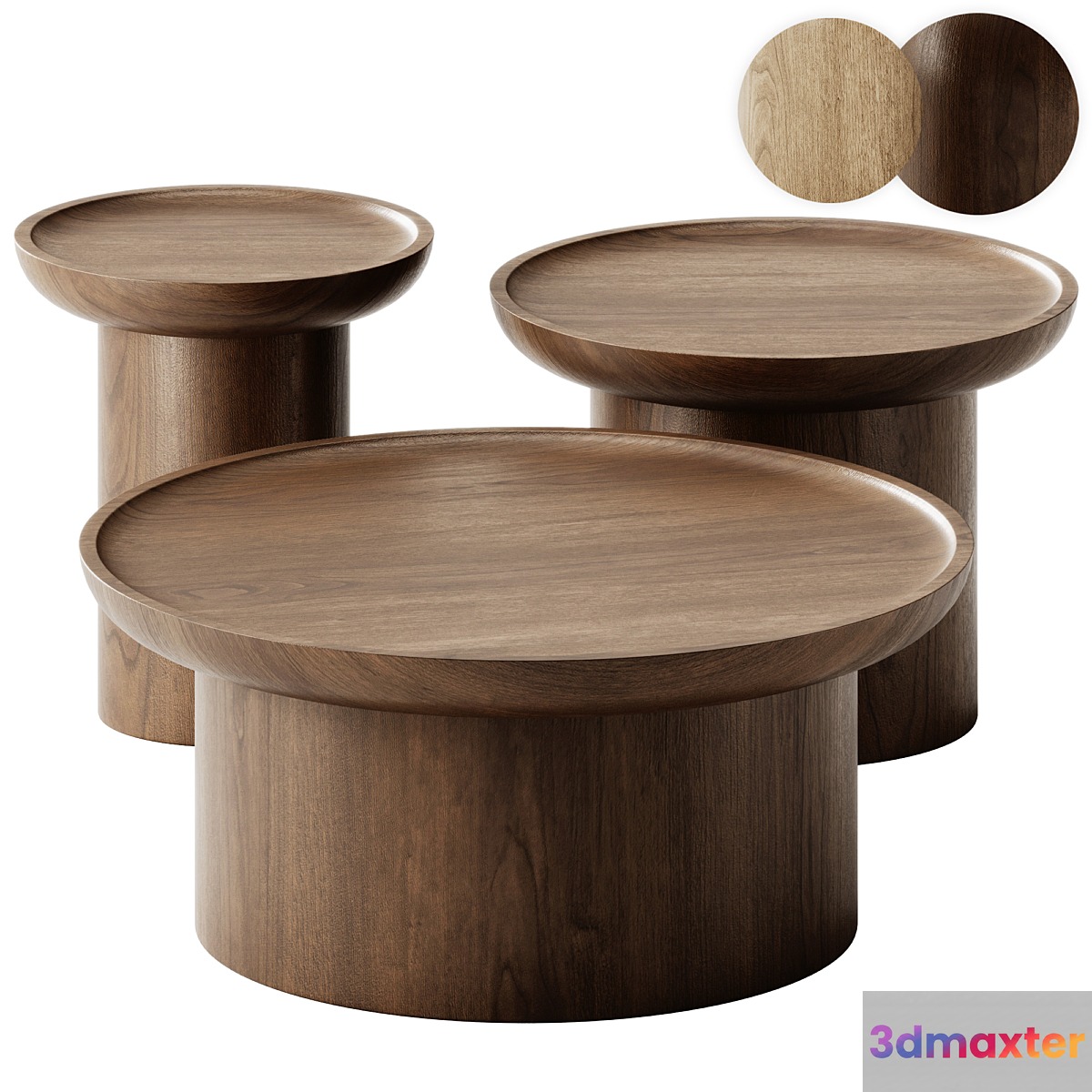 Modern Round Coffee Tables set by Martin and Brockett 3D Max
