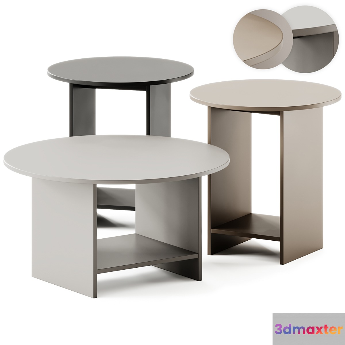 e15 HEIJI Round Coffee Tables set - No.2 3D Max