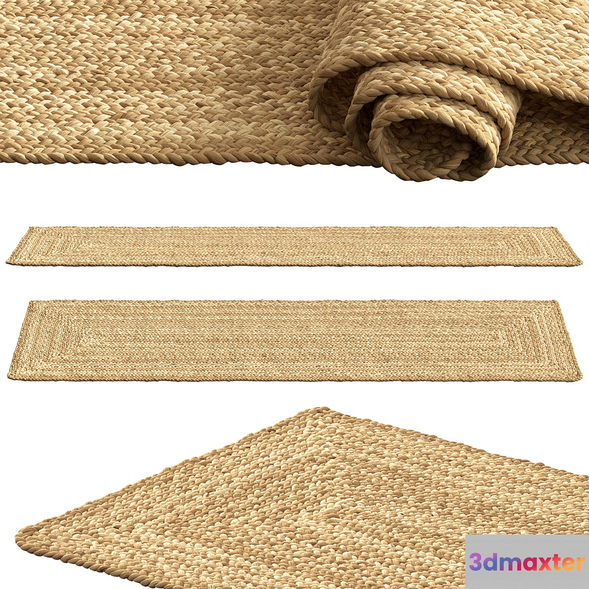 SAFAVIEH Dina Coastal Jute Rug Runner 3D Max