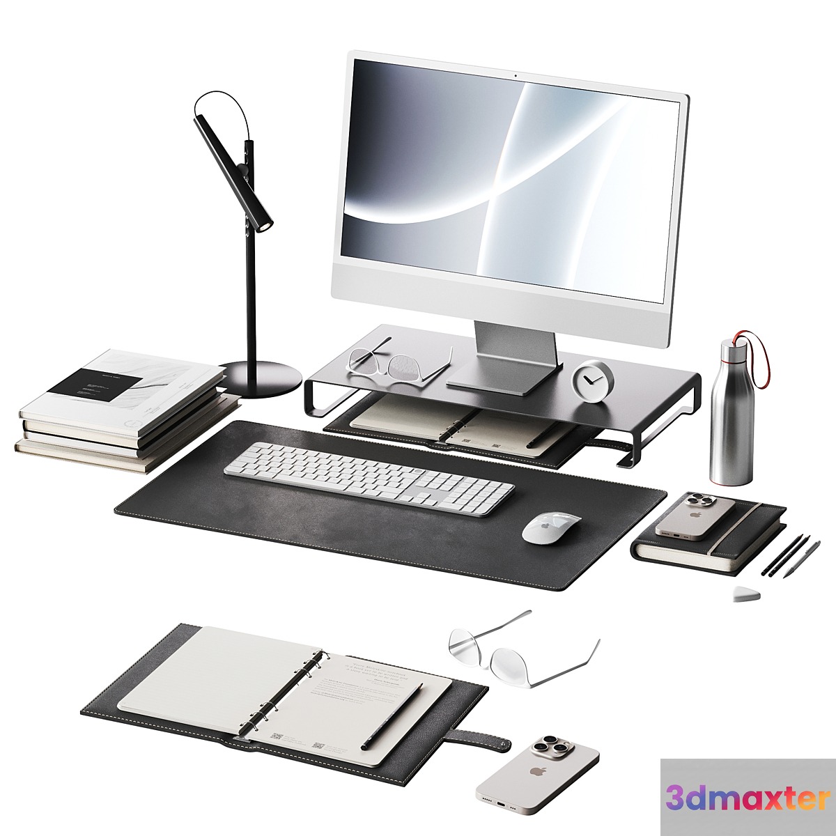 Decor for the workplace with a set of Apple equipment 3D Max