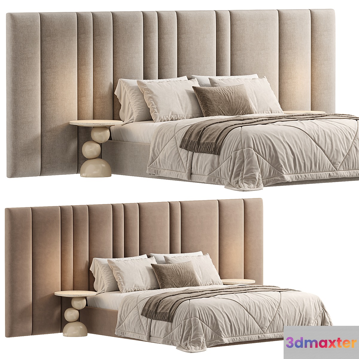 Desire bed with wide headboard 3D Max