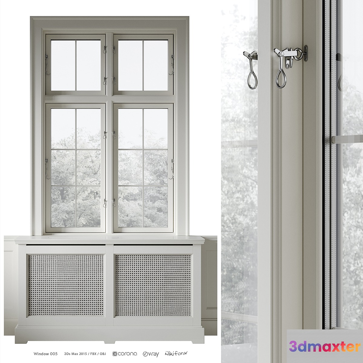 Classic window with radiator screen 005 3D Max