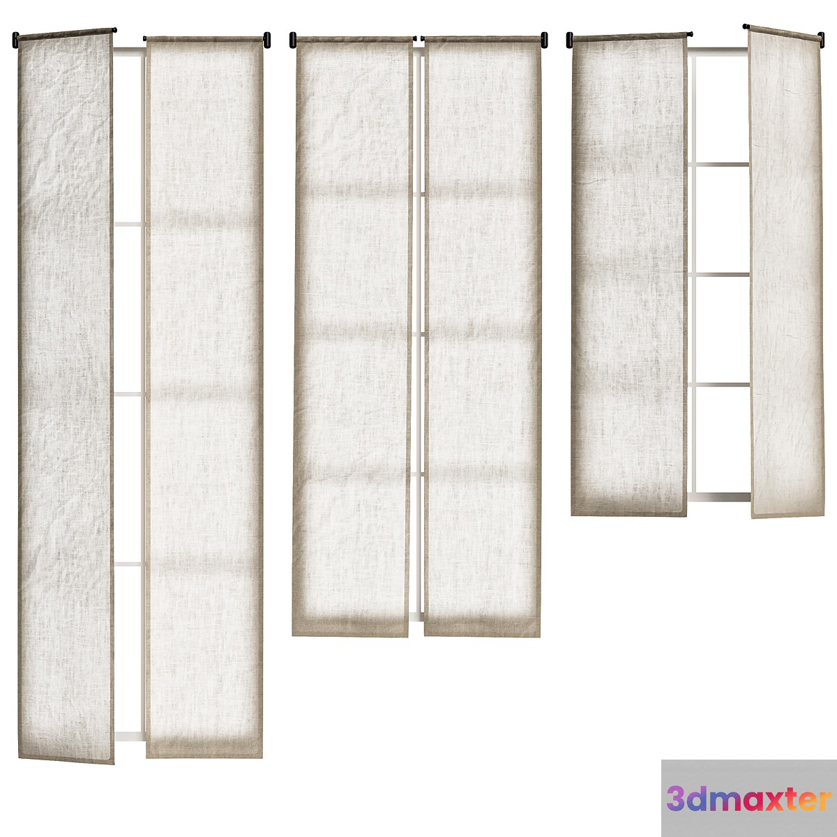 Linen curtains on cornice with swing arm 3D Max