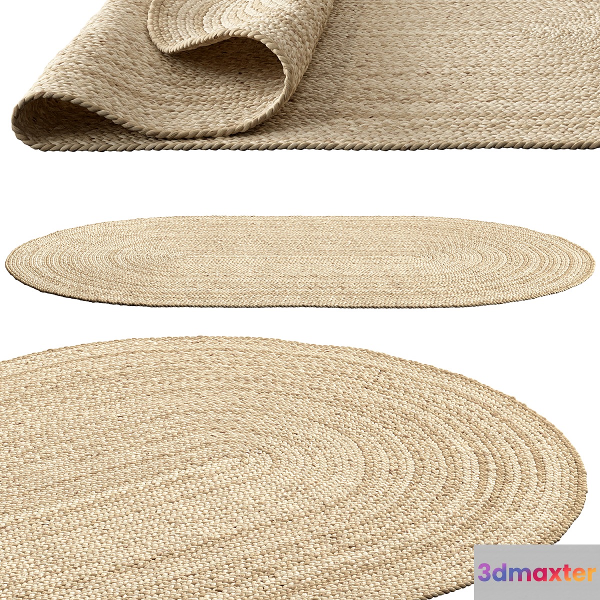 SAFAVIEH Dina Coastal Jute Rug Oval 3D Max