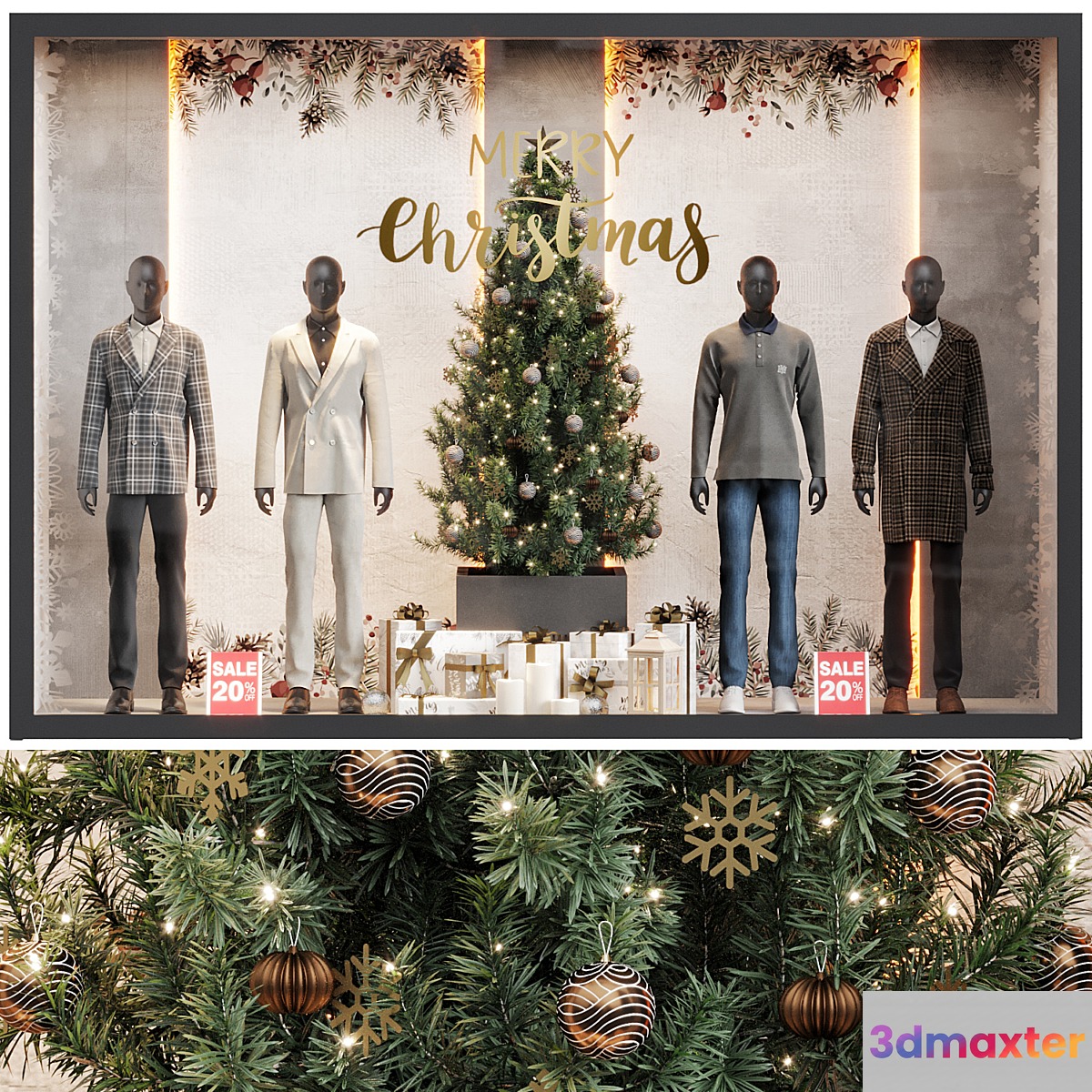 New Year showcase of the clothing shop 02 3D Max