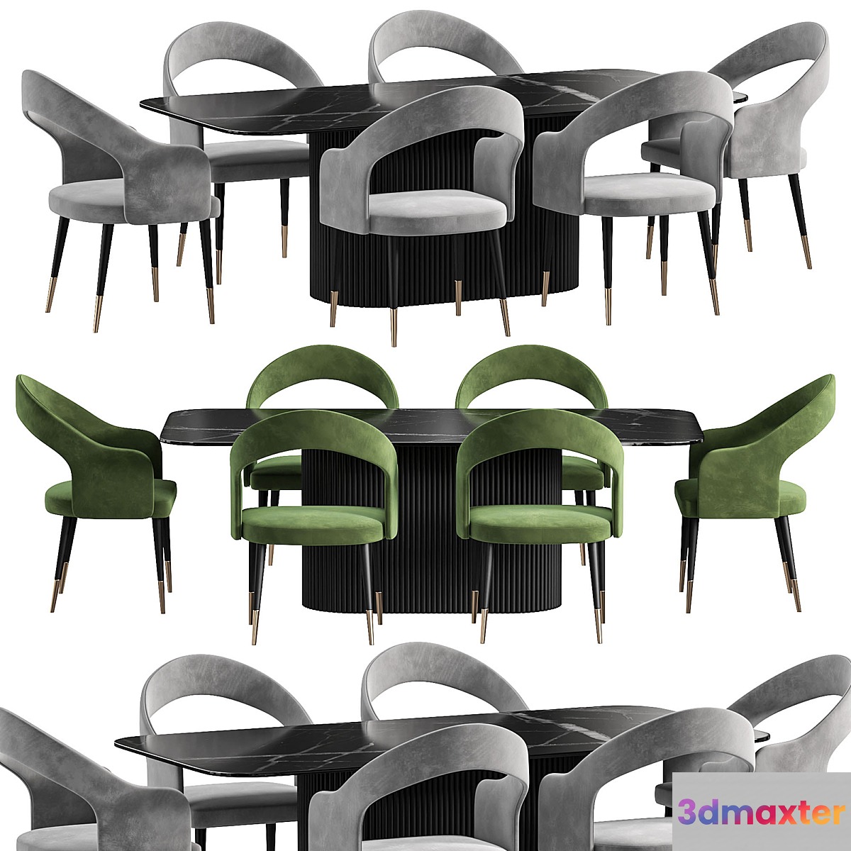 MARVANI Dining Table and chair By Cazarina 3D Max