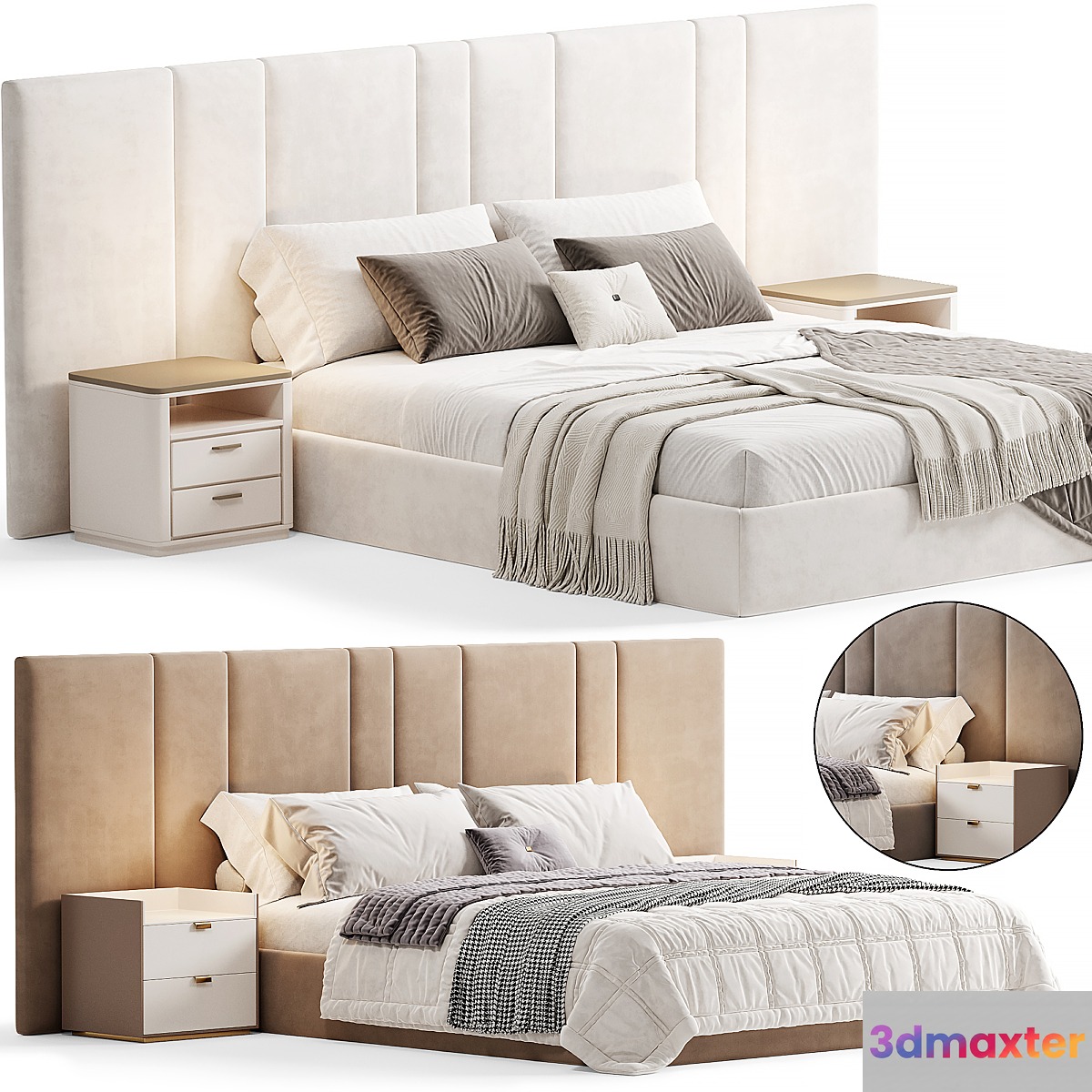 Futuro Bed with wide Headboard By Sensorsleep 3D Max