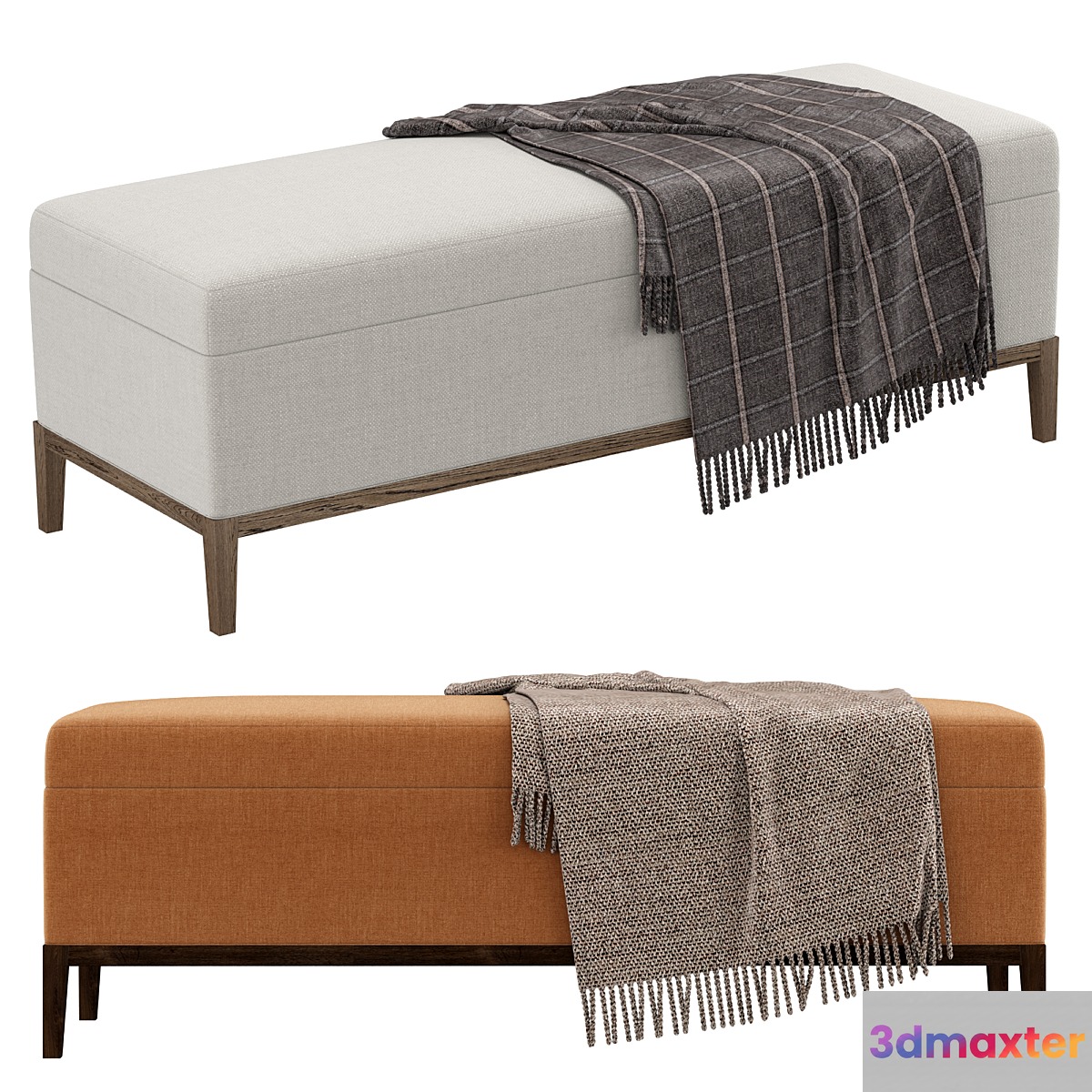 RH French contemporary bench 3D Max