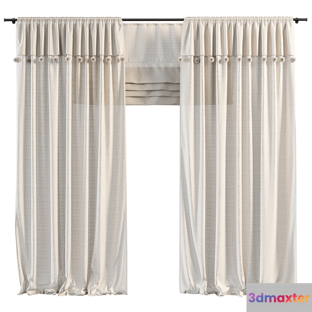 Curtains for the children`s room 3D Max