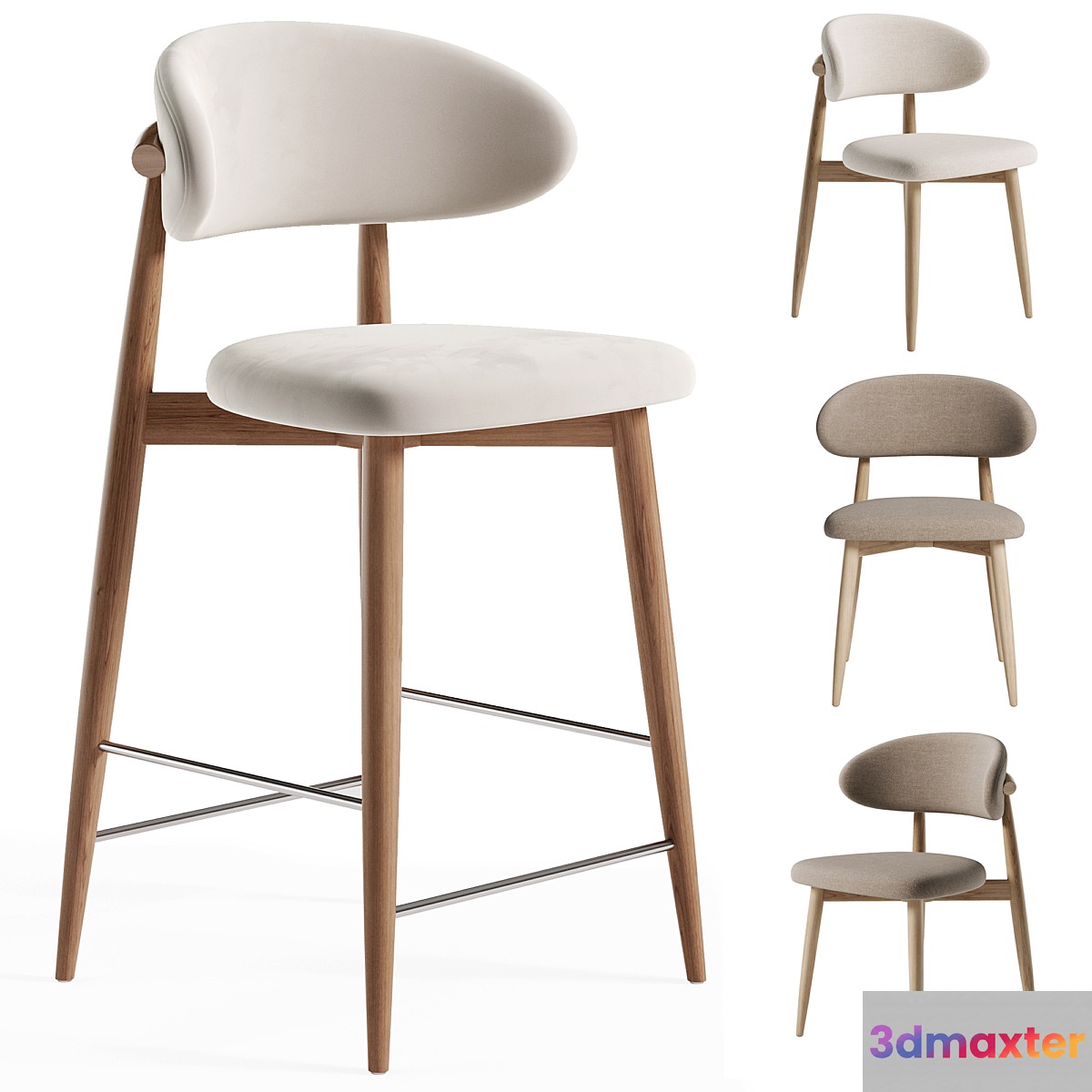 Chair polubarnyy Lucas latte Bar Chair 3D Max