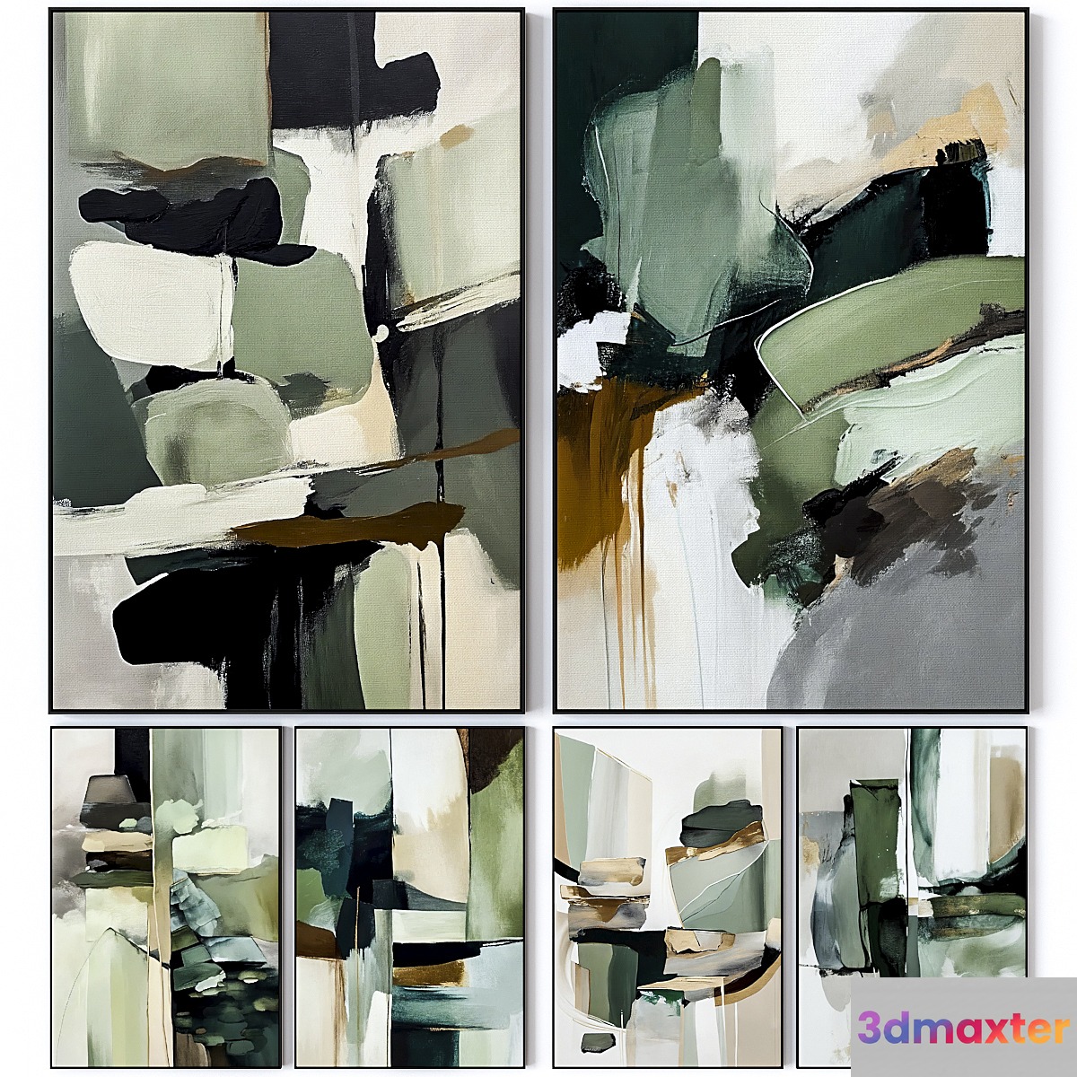 Set of large wall paintings 2938 3D Max