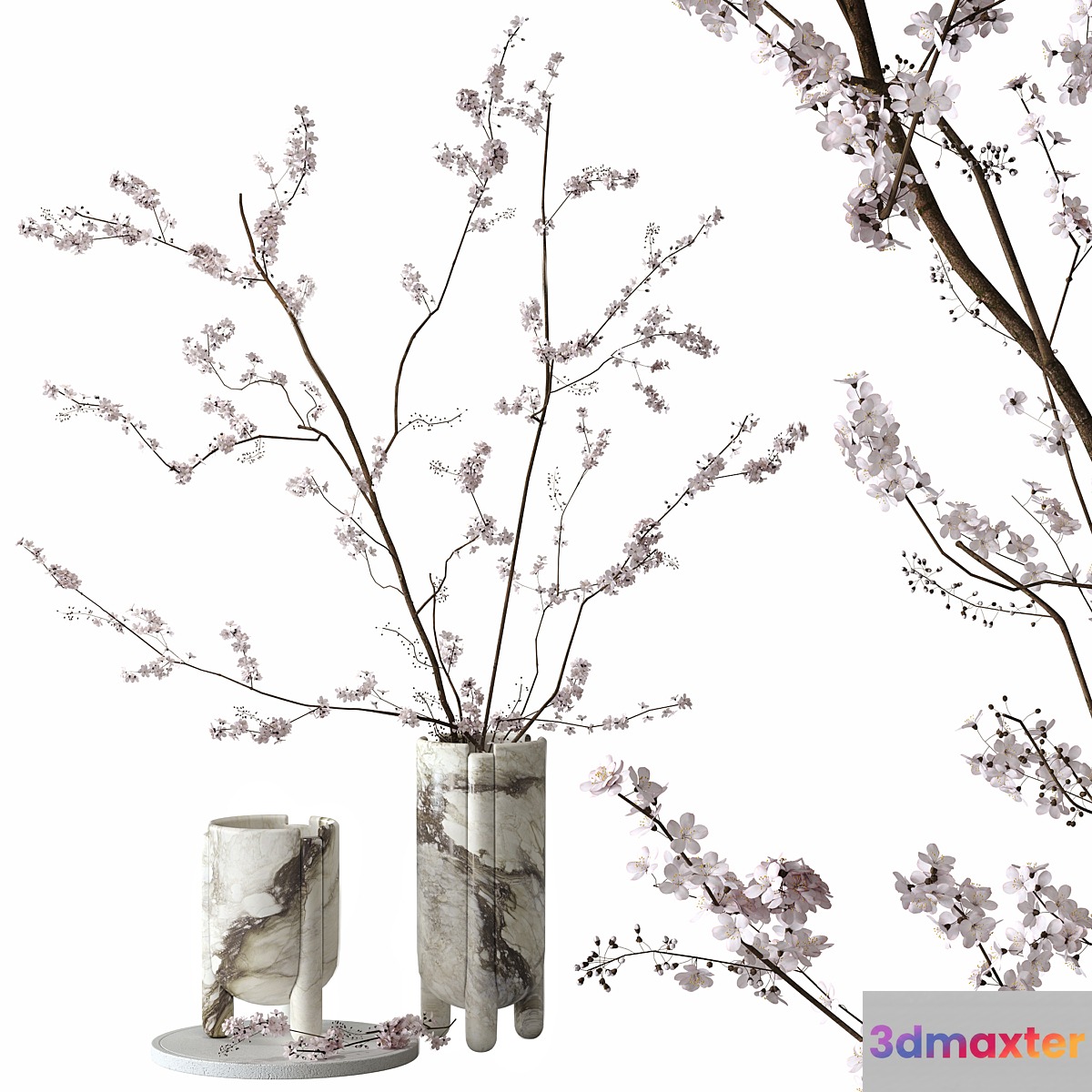 Decorative set with blossoming branches 3D Max