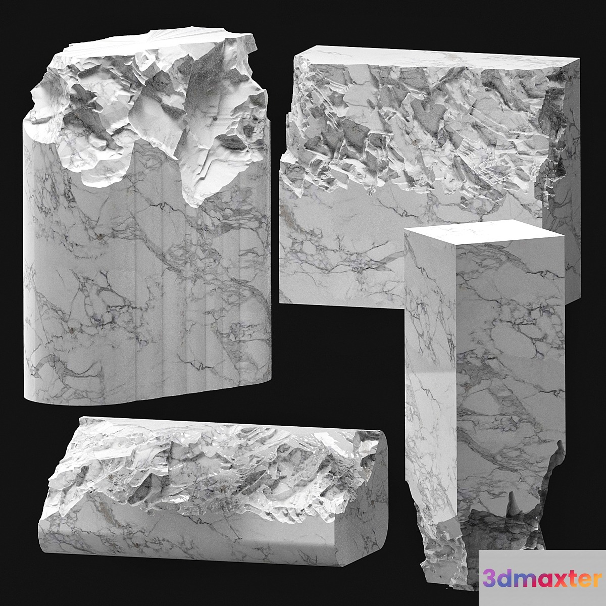 chopped stone set2 - No.2 3D Max